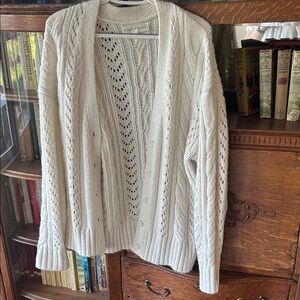 Chelsea & Theodore Cream Open Cable-Knit Cardigan Sz XLarge